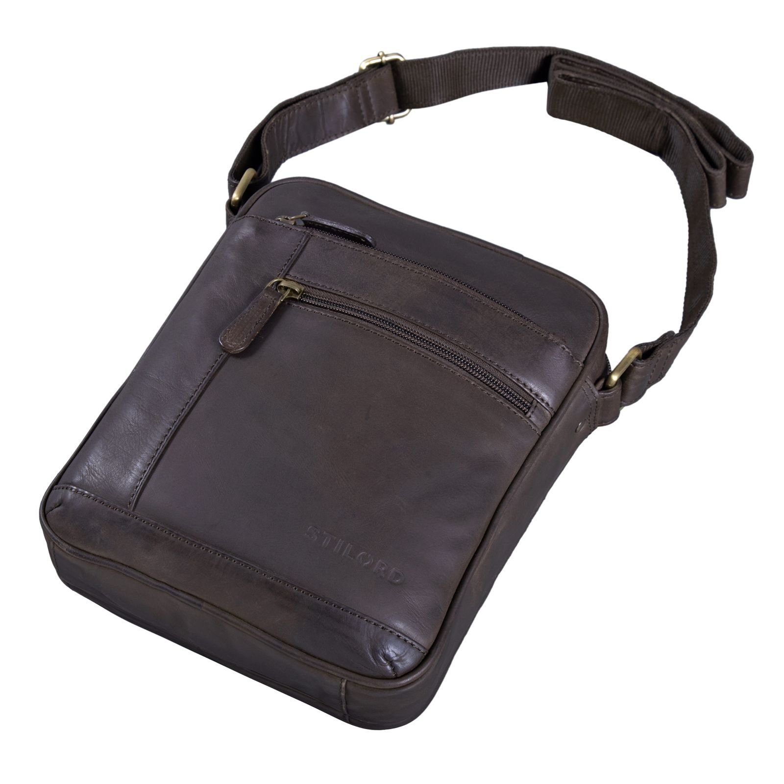 STILORD Messenger Bag Vintage matt dunkelbraun klein - "Diego" Herrentasche Leder