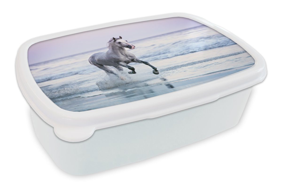 Lunchbox Pilz Jungs Brotdose, MuchoWow und weiß Mädchen - für (2-tlg), Kunststoff, und Strand, - Brotbox Erwachsene, Pferd für Kinder