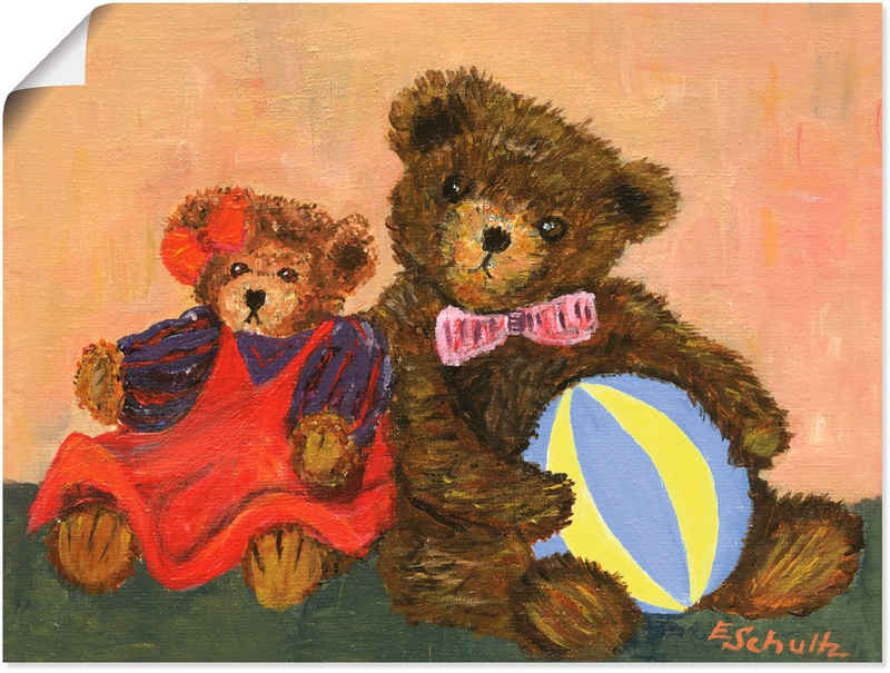 Artland Wandbild »Bären mit Ball«, Spielzeuge (1 St), in vielen Größen & Produktarten - Alubild / Outdoorbild für den Außenbereich, Leinwandbild, Poster, Wandaufkleber / Wandtattoo auch für Badezimmer geeignet