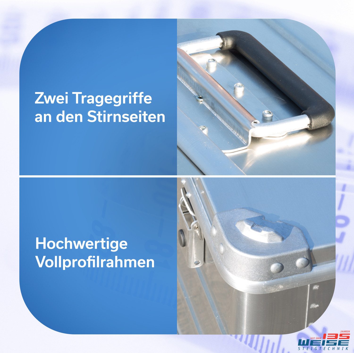 Weise Steigtechnik Aufbewahrungsbox aus Aluminium – wasserdichte Alukiste Outdoor (1180 x 780 x 500 mm, 415 Liter), Mit hochfester und korrosionsbeständiger Alu-Legierung