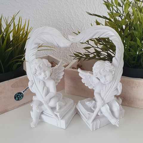 Aspinaworld Engelfigur Sitzende Engel mit Feder 2er Set 19 cm