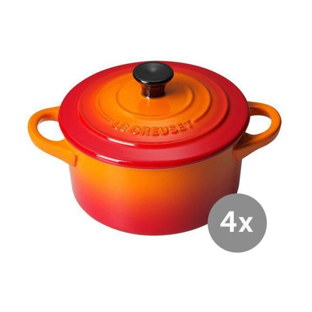 LE CREUSET Auflaufform Mini-Cocotte 4er-Set Ofenrot, Steinzeug, (1-St), 4er-Set Mini-Cocottes, Auflaufförmchen, Dessertschalen, Made in France