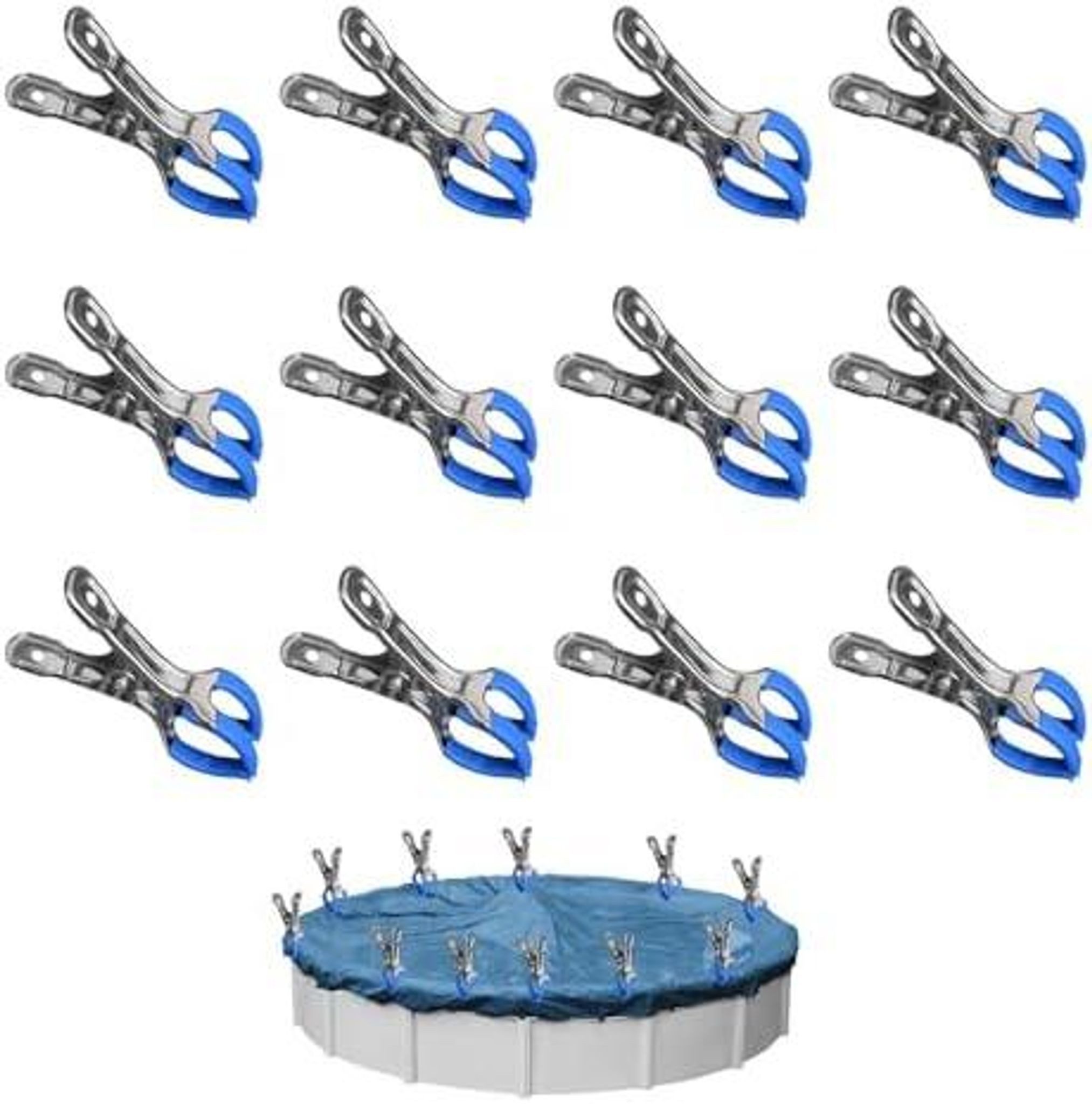 FELIXLEO Bodenschutzplane 12 Stk. Metallklammern für Poolabdeckung Planenclips mit Schutzfolie (12-St)