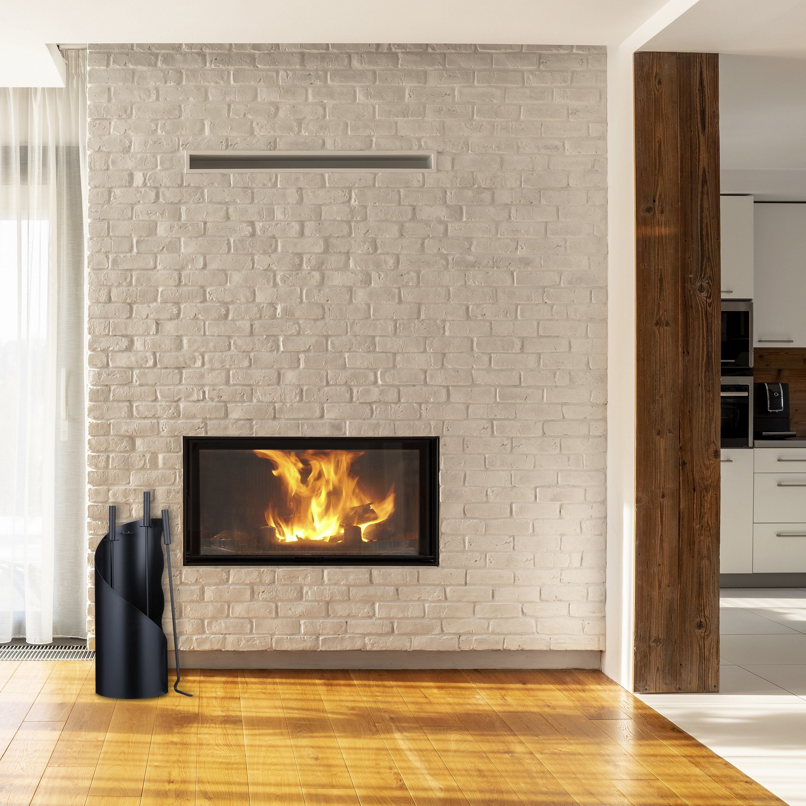 relaxdays Kaminholzkorb Kaminbesteck 4-teilig günstig online kaufen