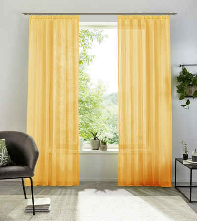 Gardine XANA, my home, Kräuselband (1 St), transparent, Polyester, Voile, Bestseller, einfarbig, 1 Schal, pflegeleicht, unifarben