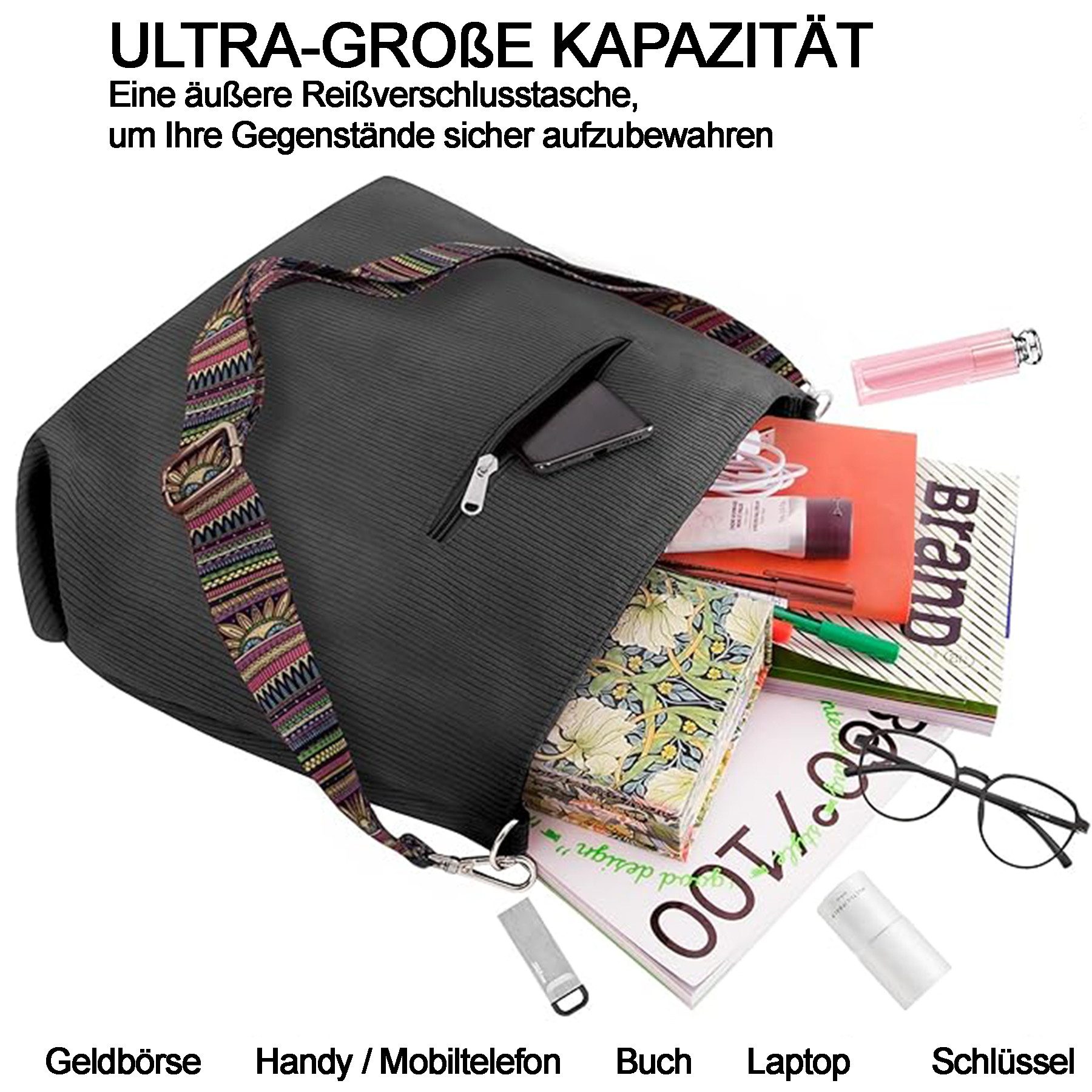 Mutig Handtasche Handtasche Groß, Damen Umhängetasche mit Reißverschluss Re günstig online kaufen