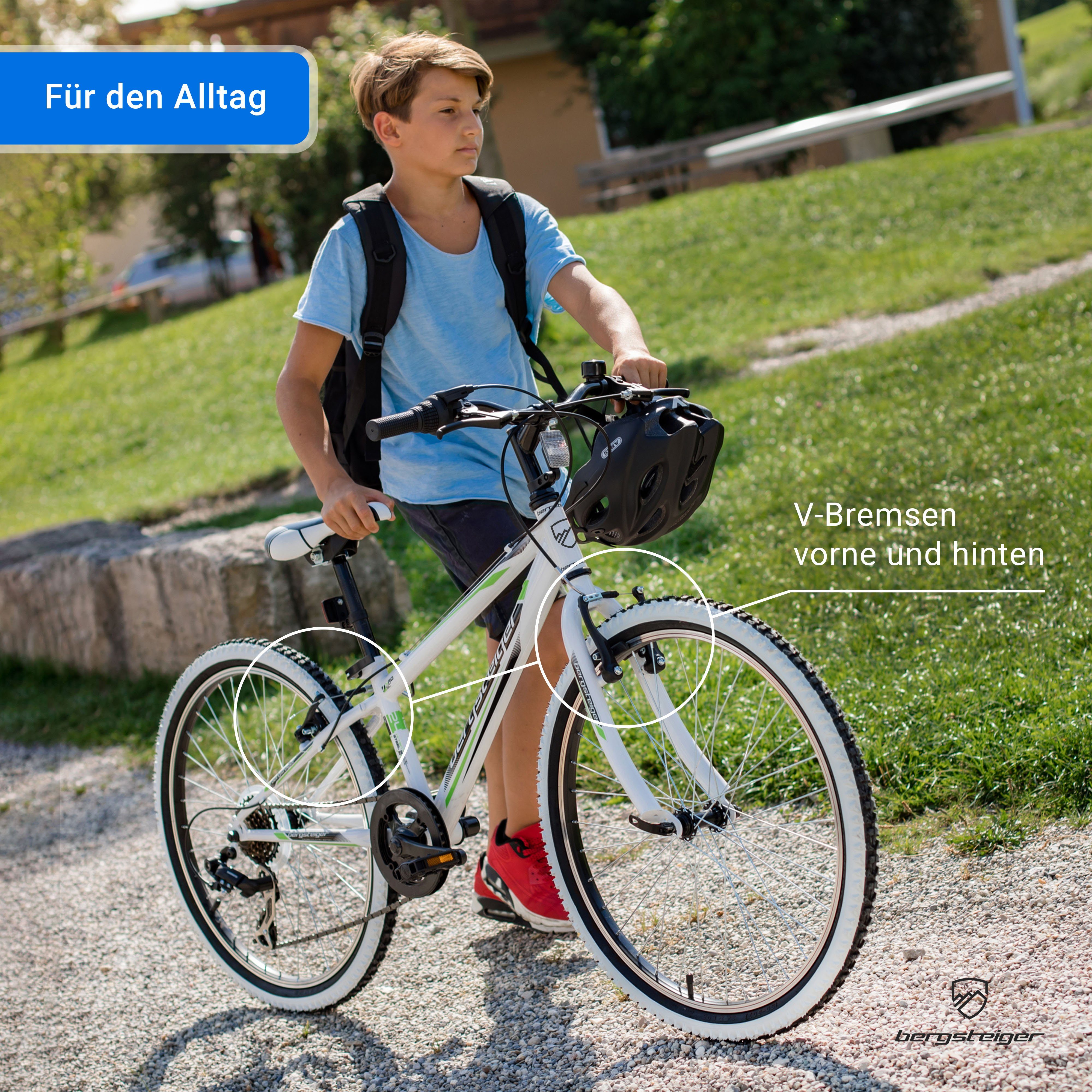 bergsteiger Kinderfahrrad Kansas 20, 24 Zoll, 6, 7, 8, 9, 10, 11 Jahre, Mädchen, Jungen, 6 Gang Shimano Tourney RD-TY300 Schaltwerk, Kettenschaltung, V-Brakes