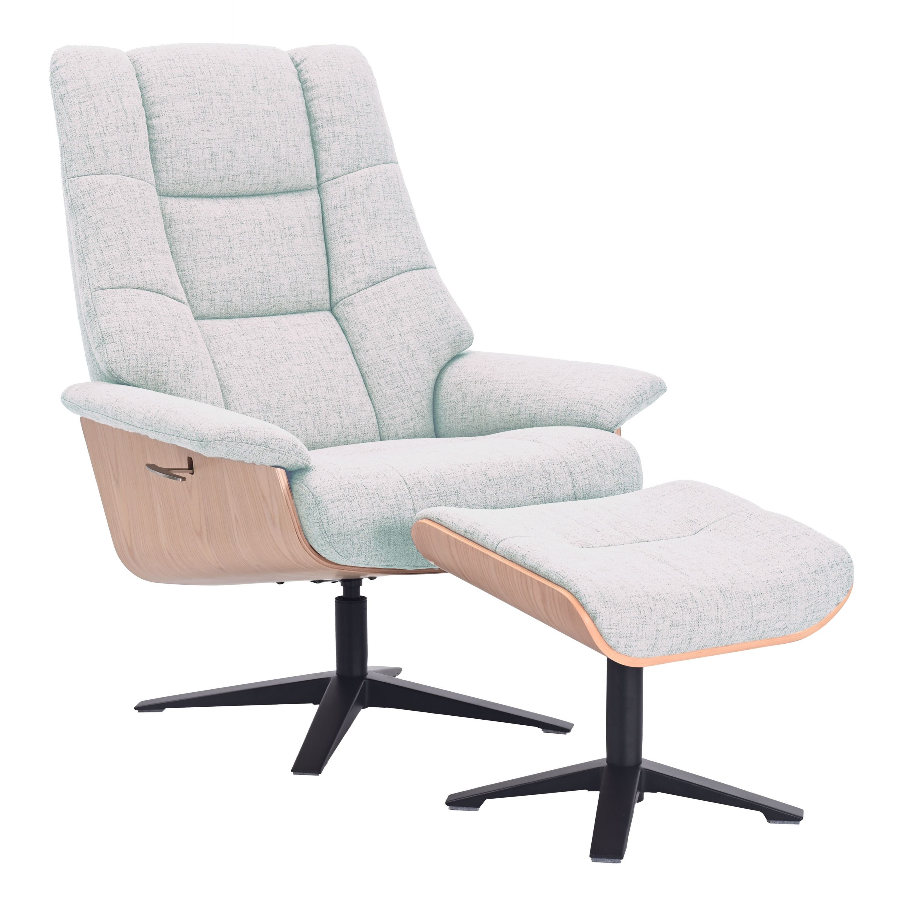 Robas Lund Loungesessel, inkl. Hocker in Weiß m. Kopfstütze & Easy?Glider 86x106x82 cm