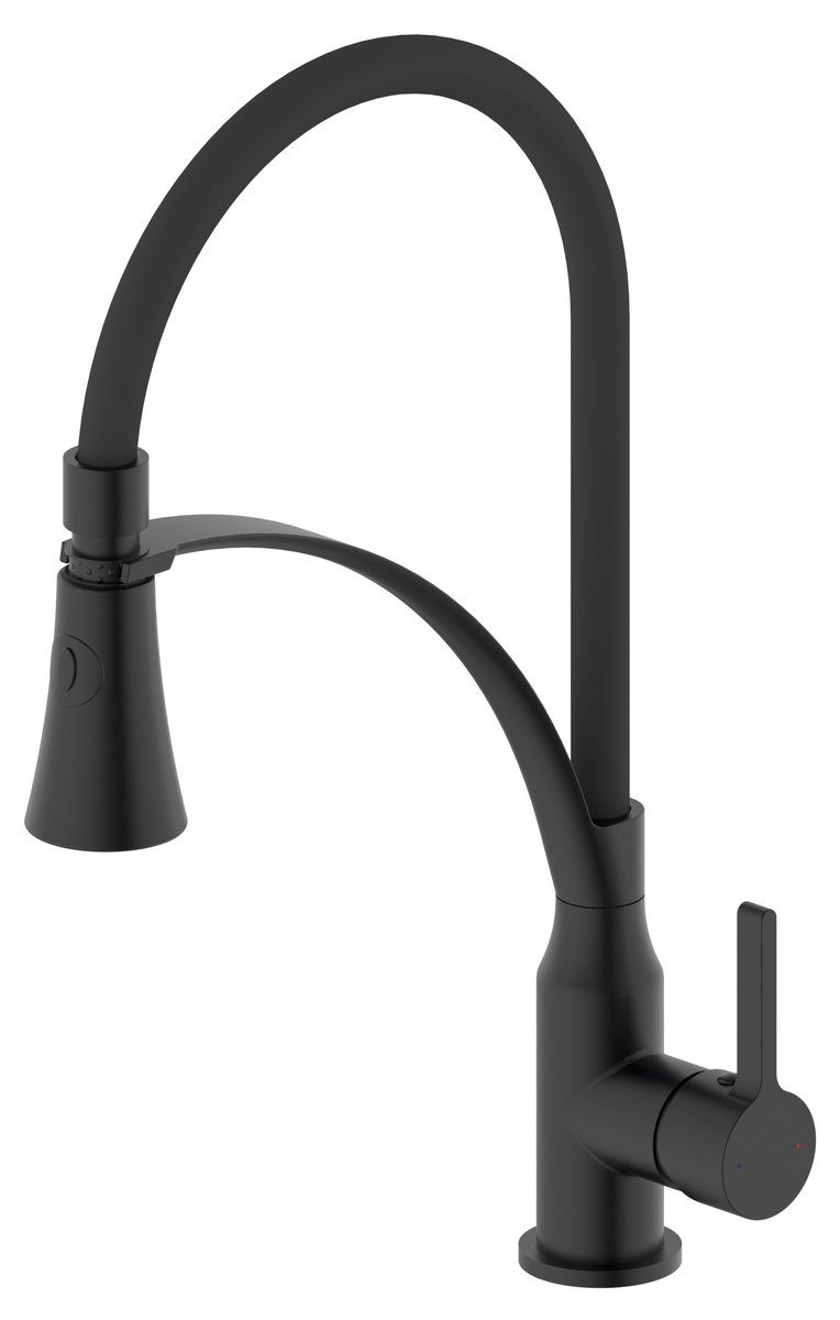 Sapho Küchenarmatur HEBE Stand-Spültischarmatur mit Brause, Schwarz matt Sapho-HT430B