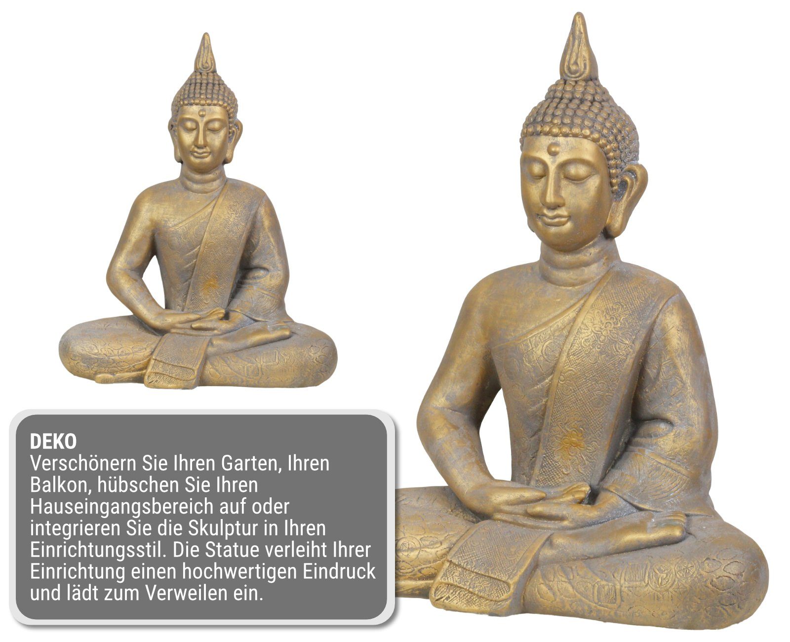 HAGO Buddhafigur Buddha Statue Indien Figur Skulptur Deko Asien Feng Bronze Meditation Yoga