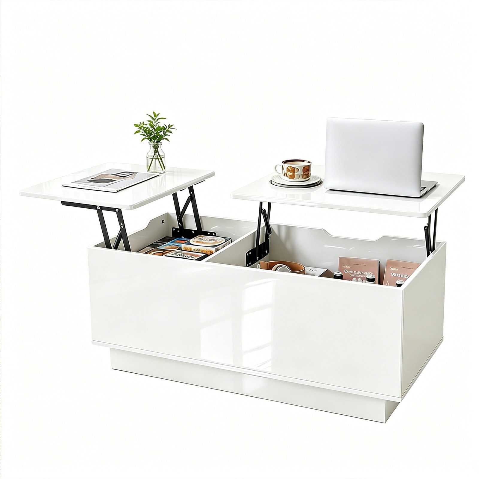 JanflyHome Couchtisch höhenverstellbar, 2 versteckte Fächer, 1 ausziehbare Schublade (1-St), Multifunktionstisch Kaffeetisch Schreibtisch 100x48x40 cm