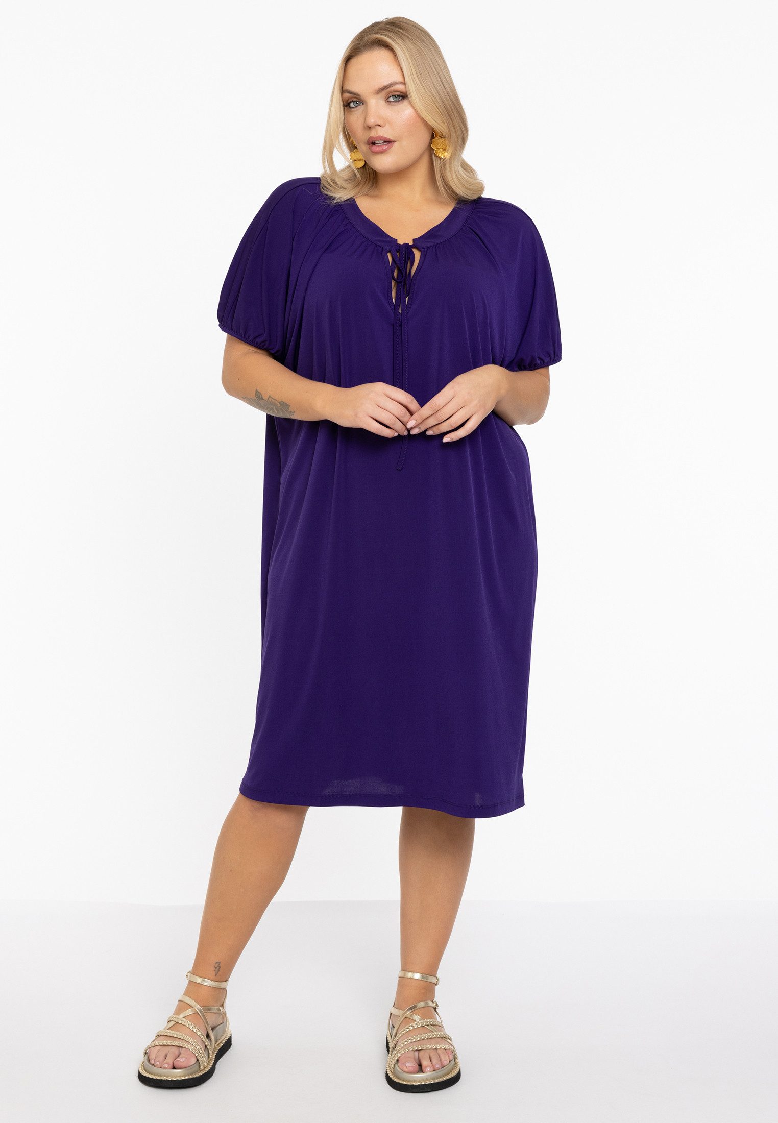 YOEK A-Linien-Kleid Damen Kleid Große Größen mit falten