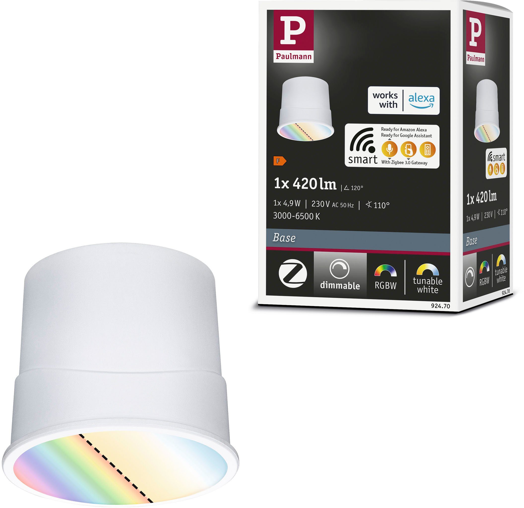 Paulmann LED Einbauleuchte Base 230V 420lm, Tageslichtweiß, Zigbee RGBW