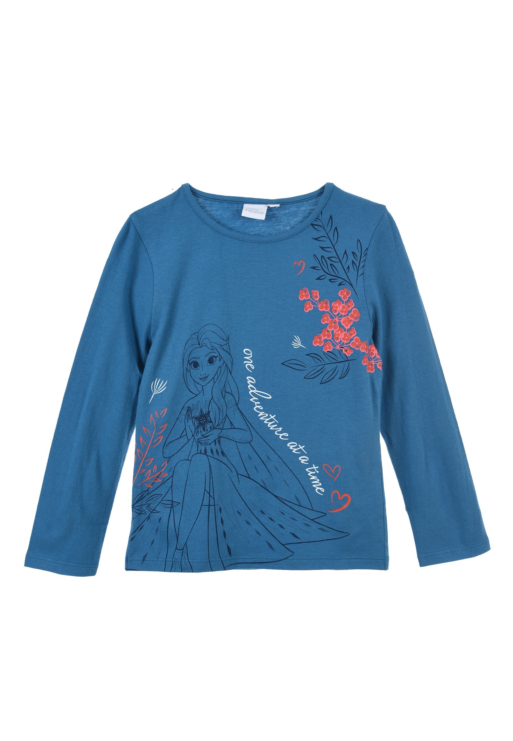 Disney Frozen Langarmshirt Die Eiskönigin Mädchen Longsleeve Langarmshirt T-Shirt Elsa und Anna Blau