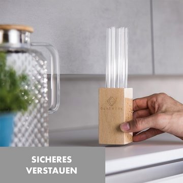 Klarstein Thermoglas Glaswerk Frezzeria Glasstrohhalme, Borosilikatglas,Holz