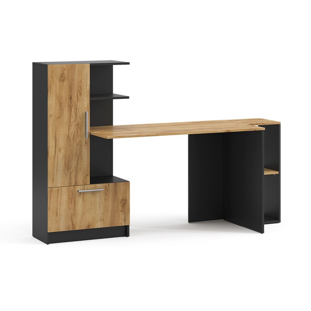 Vicco Schreibtisch Tomy, Anthrazit/Goldkraft Eiche, 150 x 59 cm 2er Set (2-St)