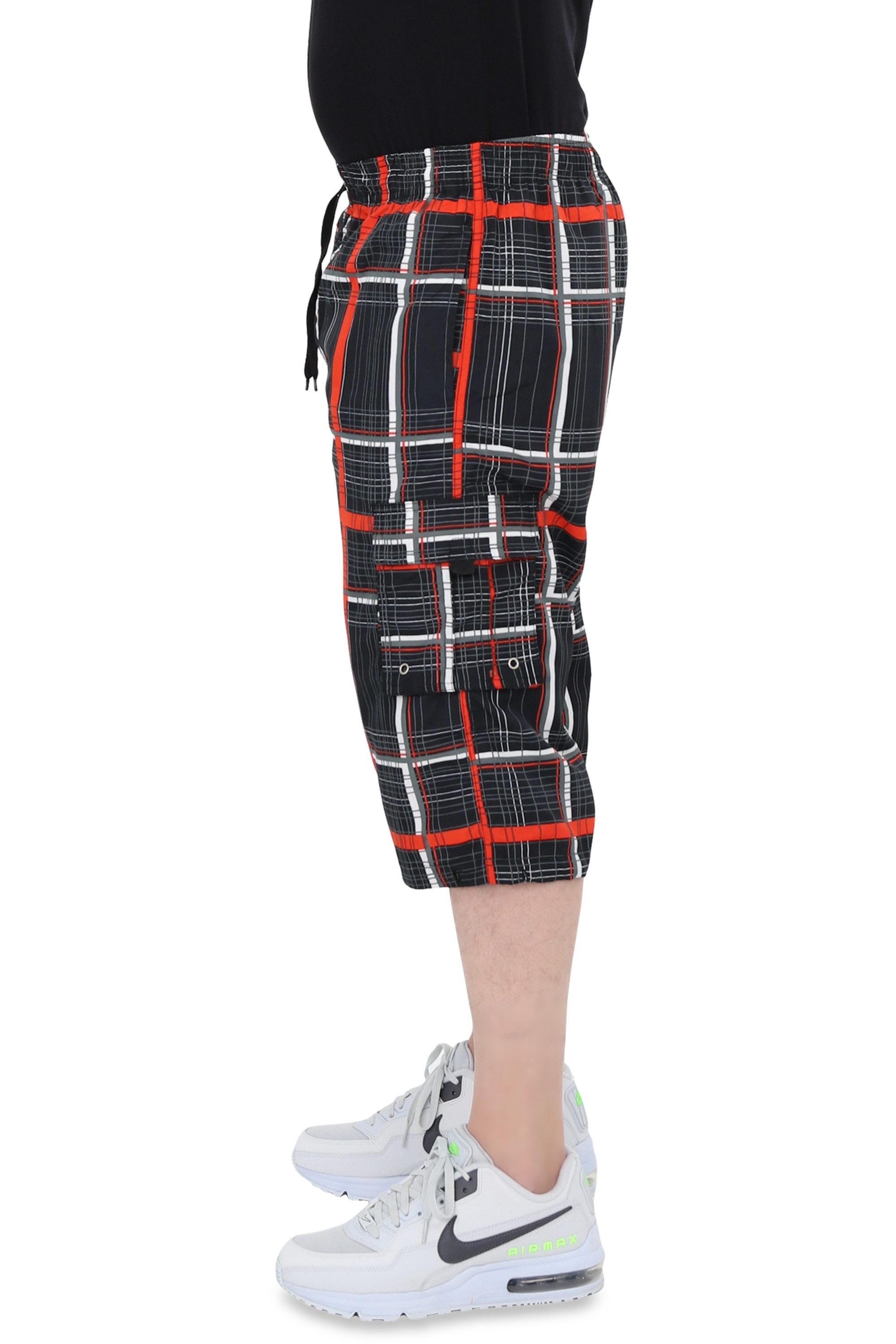 Ben Creek Cargobermudas QL05 3/4 Capri mit Multitaschen, kurze karierte Funktionshose Outdoorhose