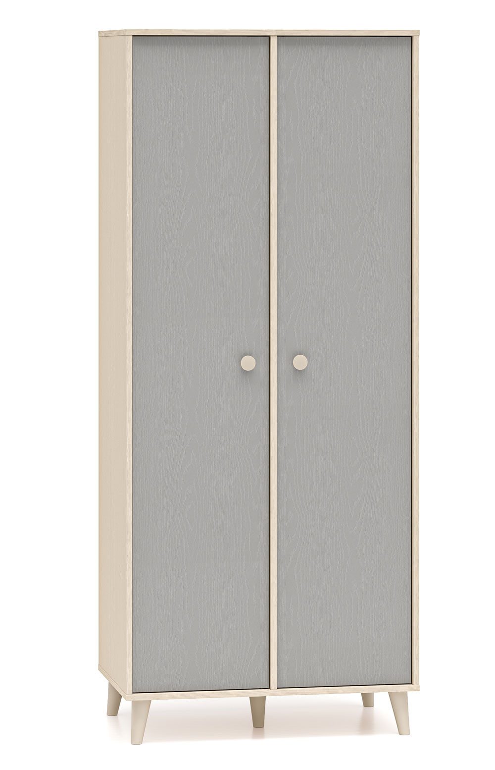 Feldmann-Wohnen Kleiderschrank Mevel (mit Türen, mit Einlegeböden, mit Kleiderstangen, 1-St., moderne Optik, 2-türig) 80x51x190cm Wüstensand Palladiumgrau 2-türig