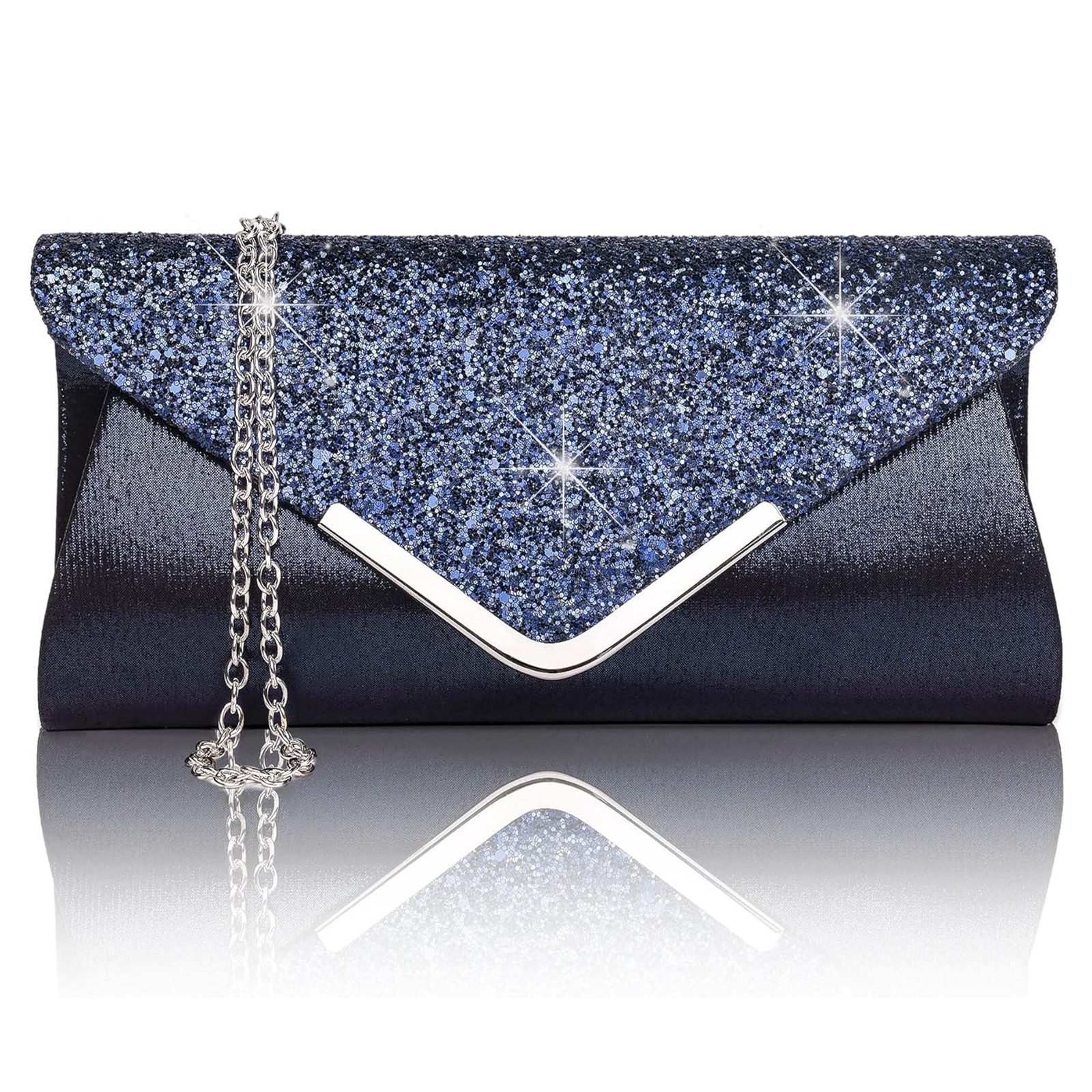 MOPUEA Abendtasche Pailletten Clutch Damen Abendtasche Schulter Umhängetasche (Einzelpack, 1 x Glitzer Clutch mit abnehmbarer Schulterkette), Glitzernd, elegant, vielseitig, leicht, große Kapazität