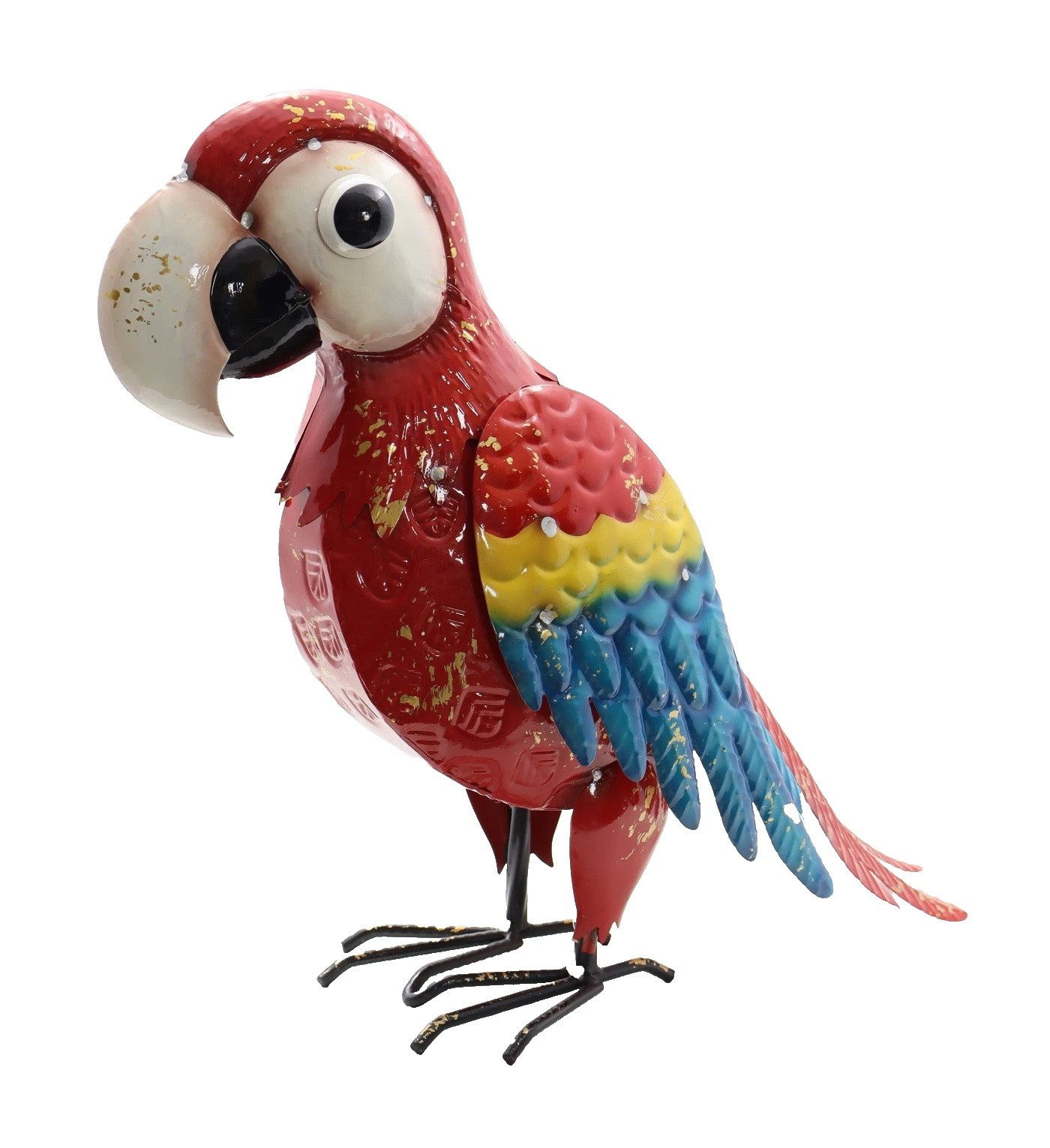 Kaufhaus le petit Tierfigur Papagei Kakadu Ara Sittich Wellensittich Deko Vogel Figur Skulptur, Eule Dekofigur Dekoskulptur Dekoobjekt aus Metall