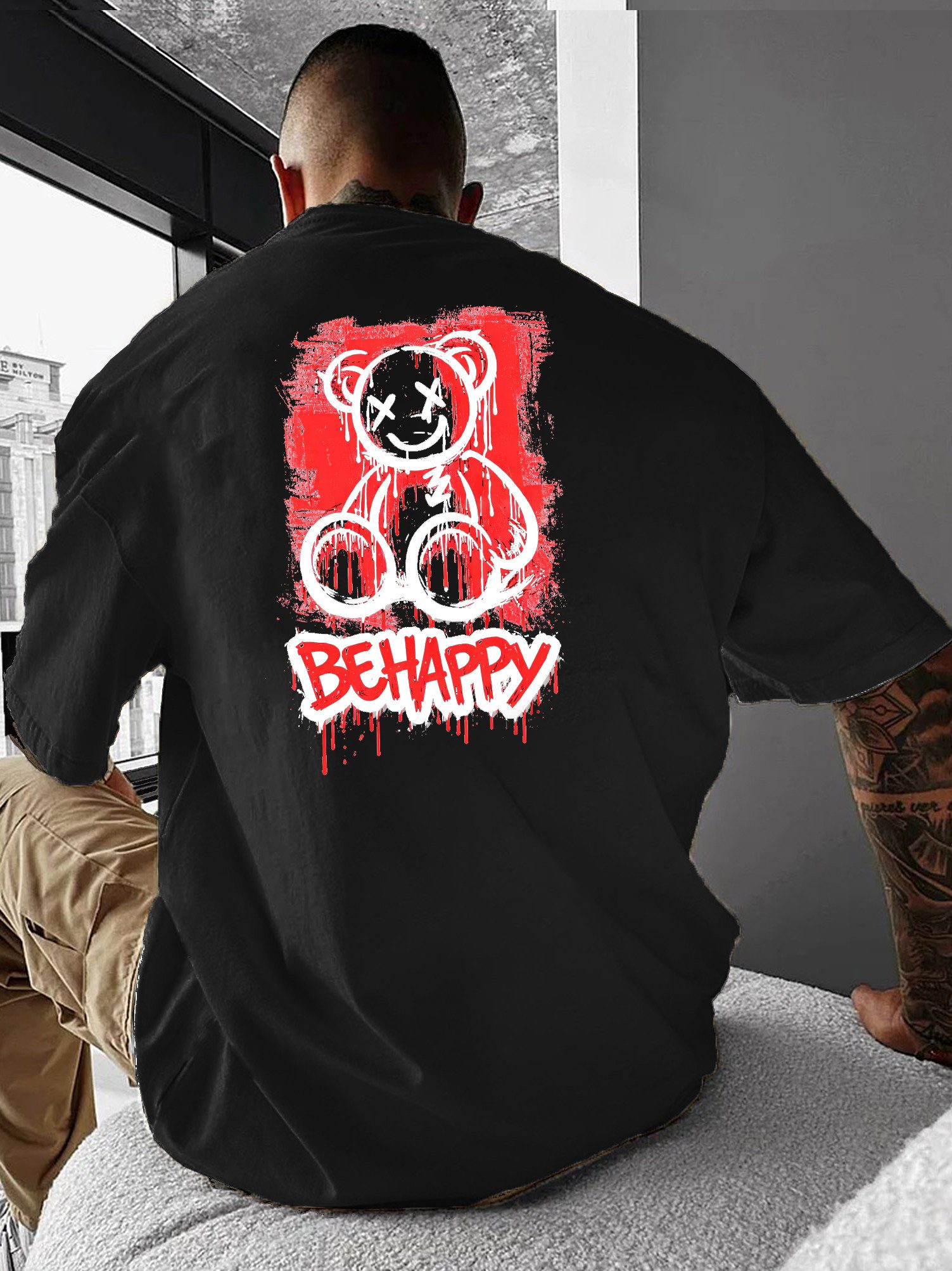 T-Shirt Herren Shirt Rundhals Basic "Crazy Bär"