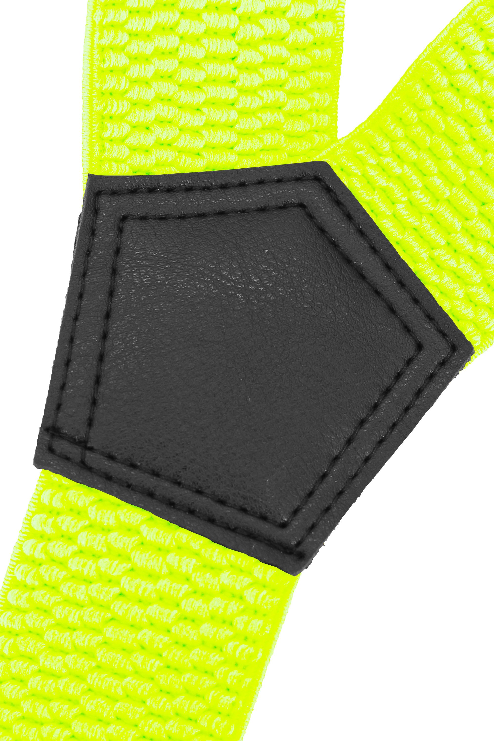 Fabio Farini Hosenträger 4cm Breites Y-Design verstellbar mit extra starken Clipverschluss, Neongelb