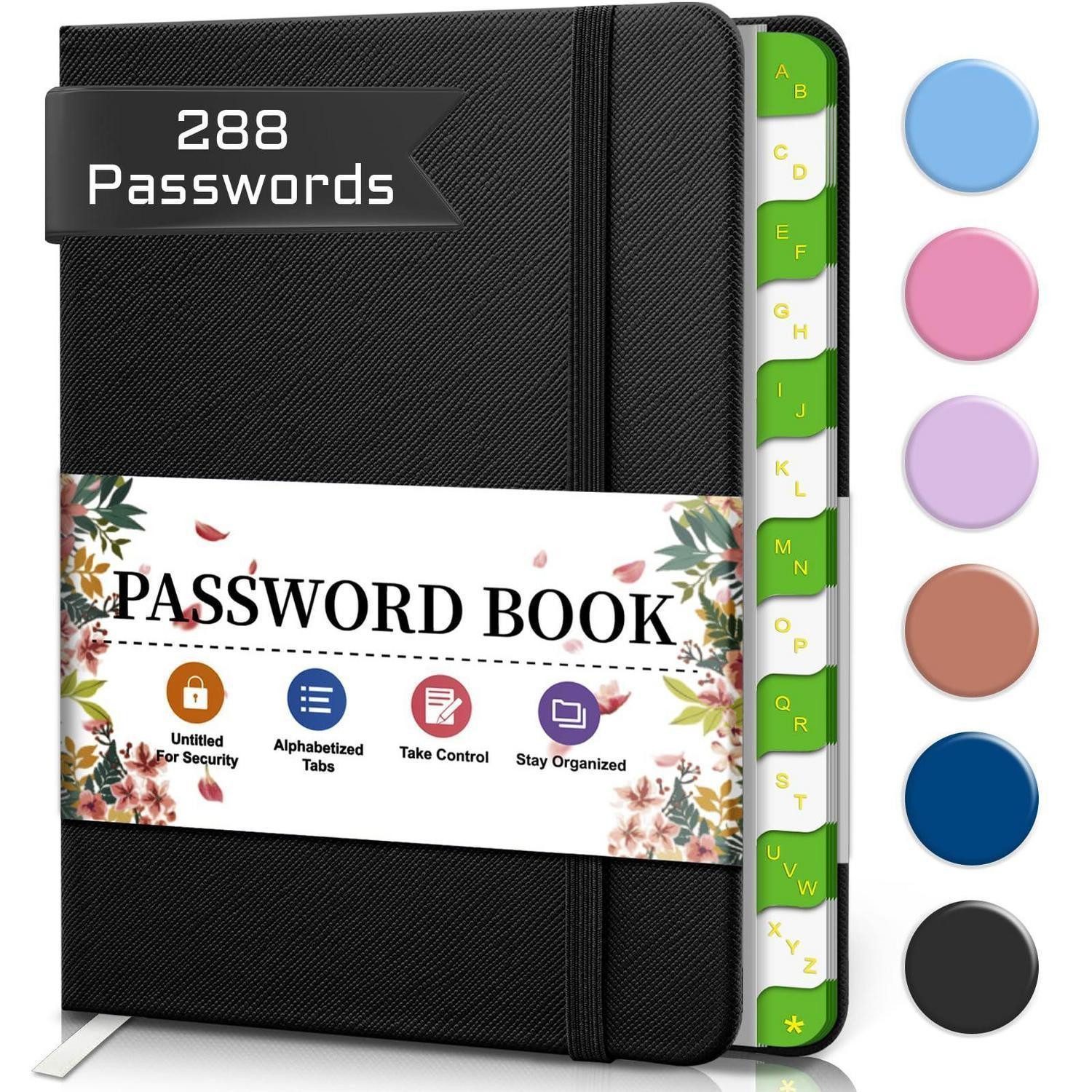 LuxusKollektion Notizbuch Passwortbuch Alphabetisch mit Tabs Schwarz