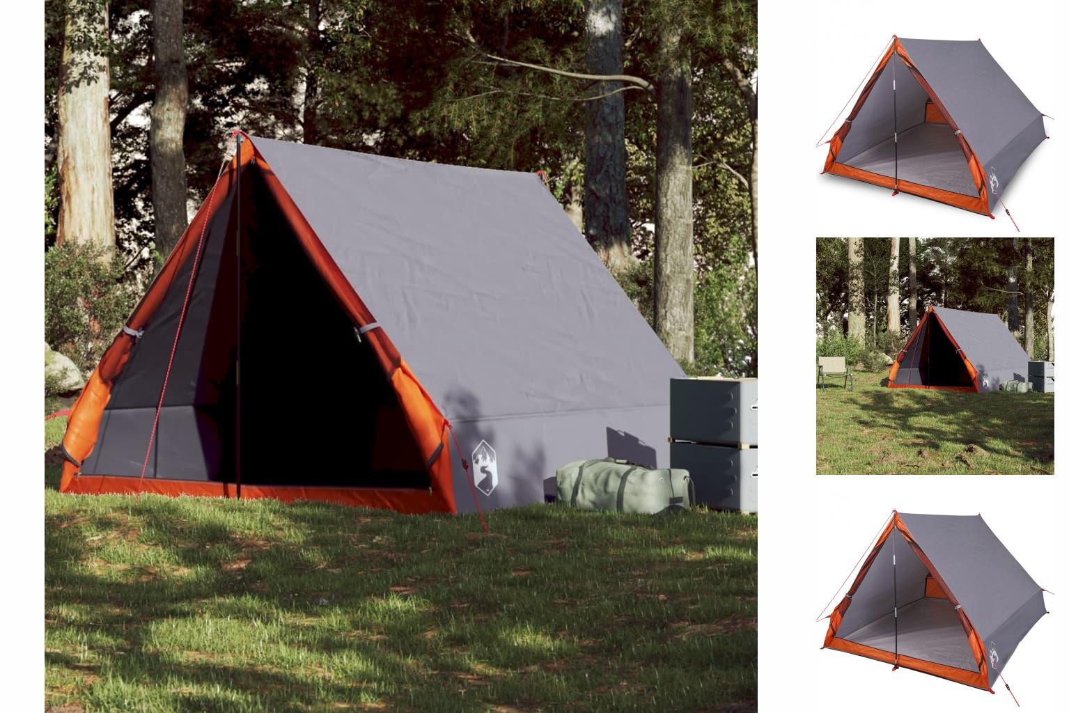 vidaXL Vorzelt Camping-Keilzelt 2 Personen Grau und Orange Wasserdicht