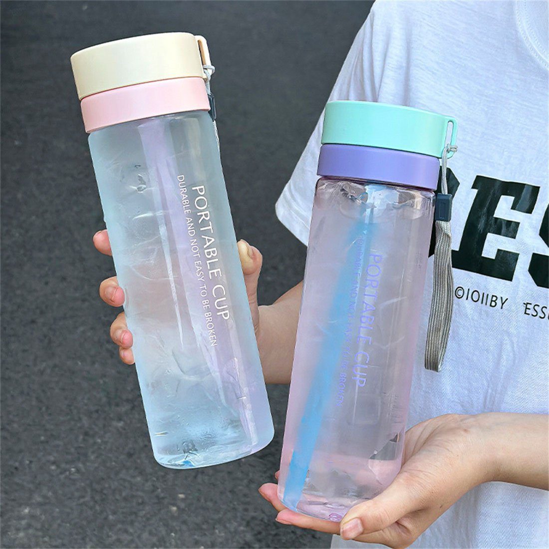 DÖRÖY Trinkflasche Sommer-Sport-Wasserflasche, tragbarer Outdoor-Wasserbecher 800ml blau
