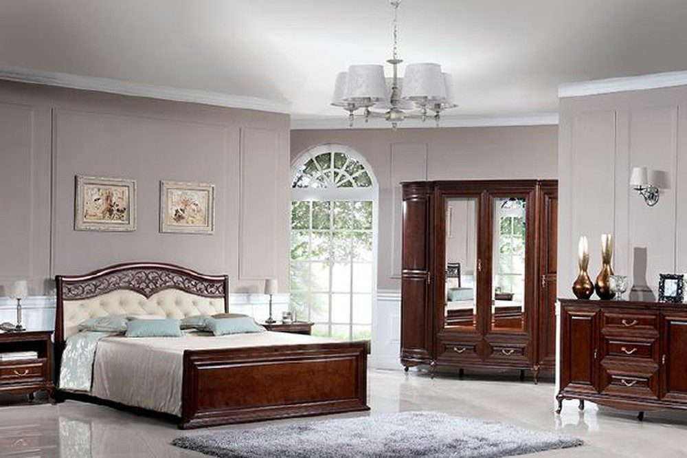 Xlmoebel Holzbett Elegantes Chesterfield Doppelbett aus hochwertigem Vollleder (Bett Ehebett Doppelbett Lederbett Schlafzimmer - Verona III), Hergestellt in Europa