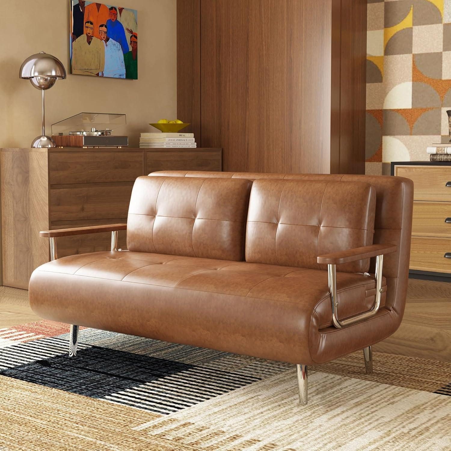LuxusKollektion Schlafsofa Schlafsofa 3in1 Kunstleder ausziehbar Klappmatratze 2-Sitzer