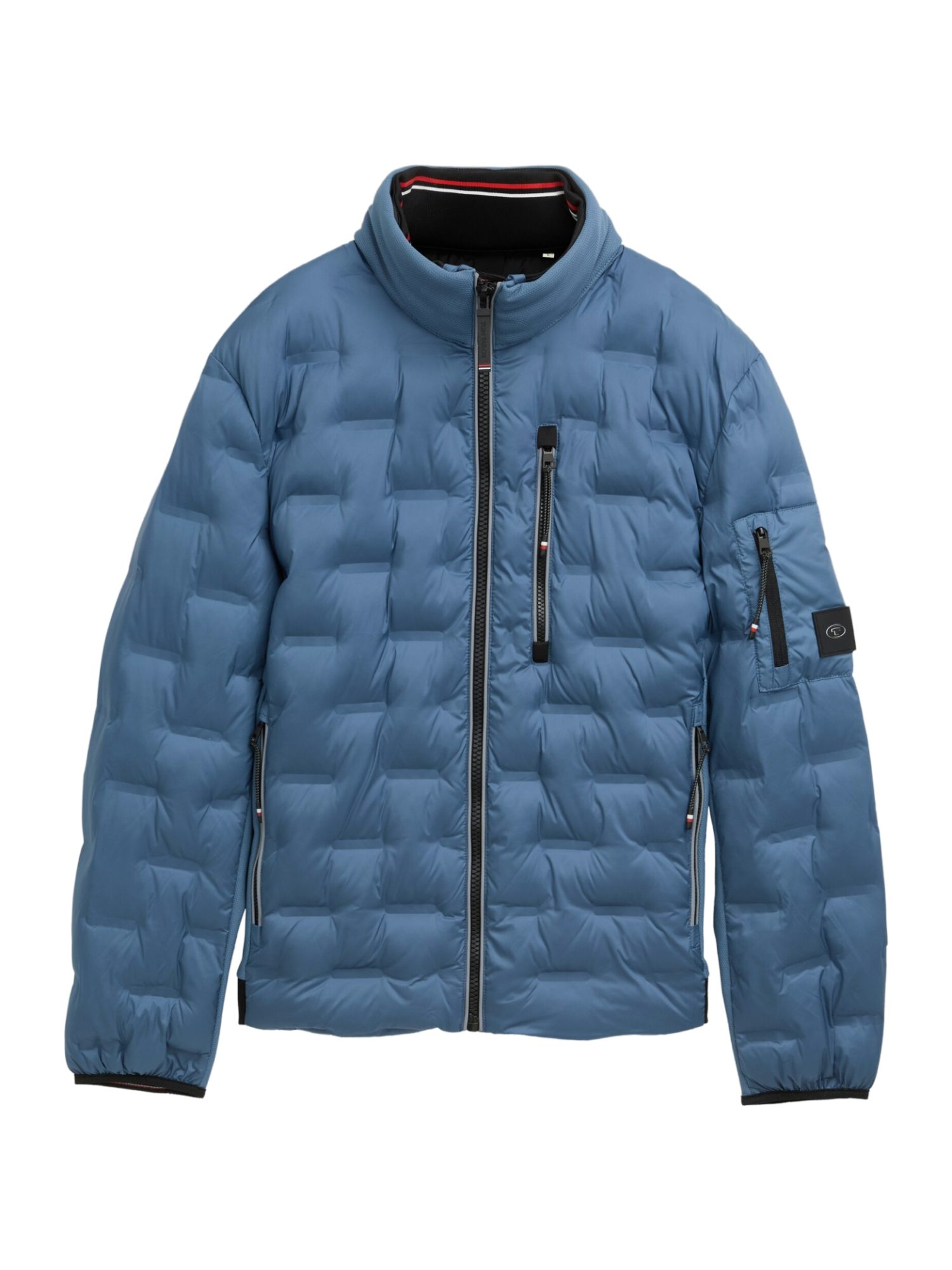 TOM TAILOR Funktionsjacke O blau,Casual,Baumwolle,Strukturiert,Stehkragen,Lang,Regular Fit