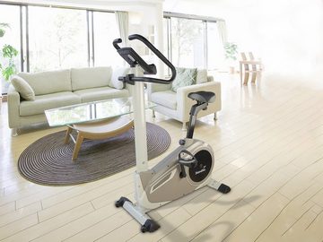 Skandika Ergometer Morpheus (schwarz/beige), Heimtrainer für Zuhause, 12 kg Schwungmassensystem