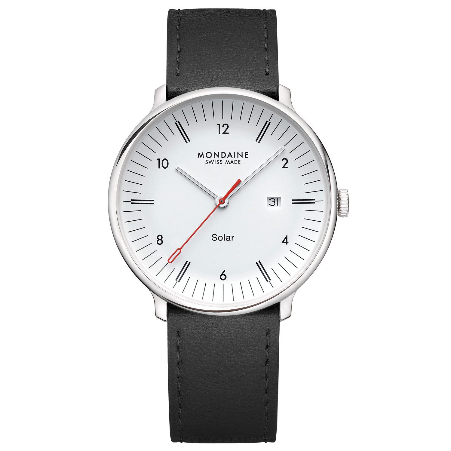 MONDAINE Solaruhr Doppio Solar Schwarz/Weiß 41 mm