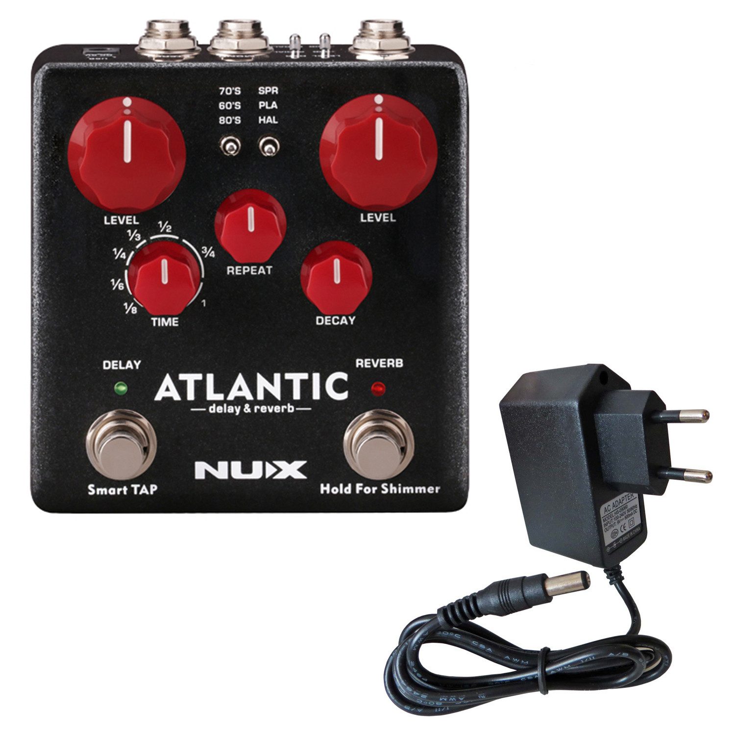 E-Gitarre NUX Effektgerät NDR-5 Atlantic Delay und Reverb-Pedal mit Netzteil
