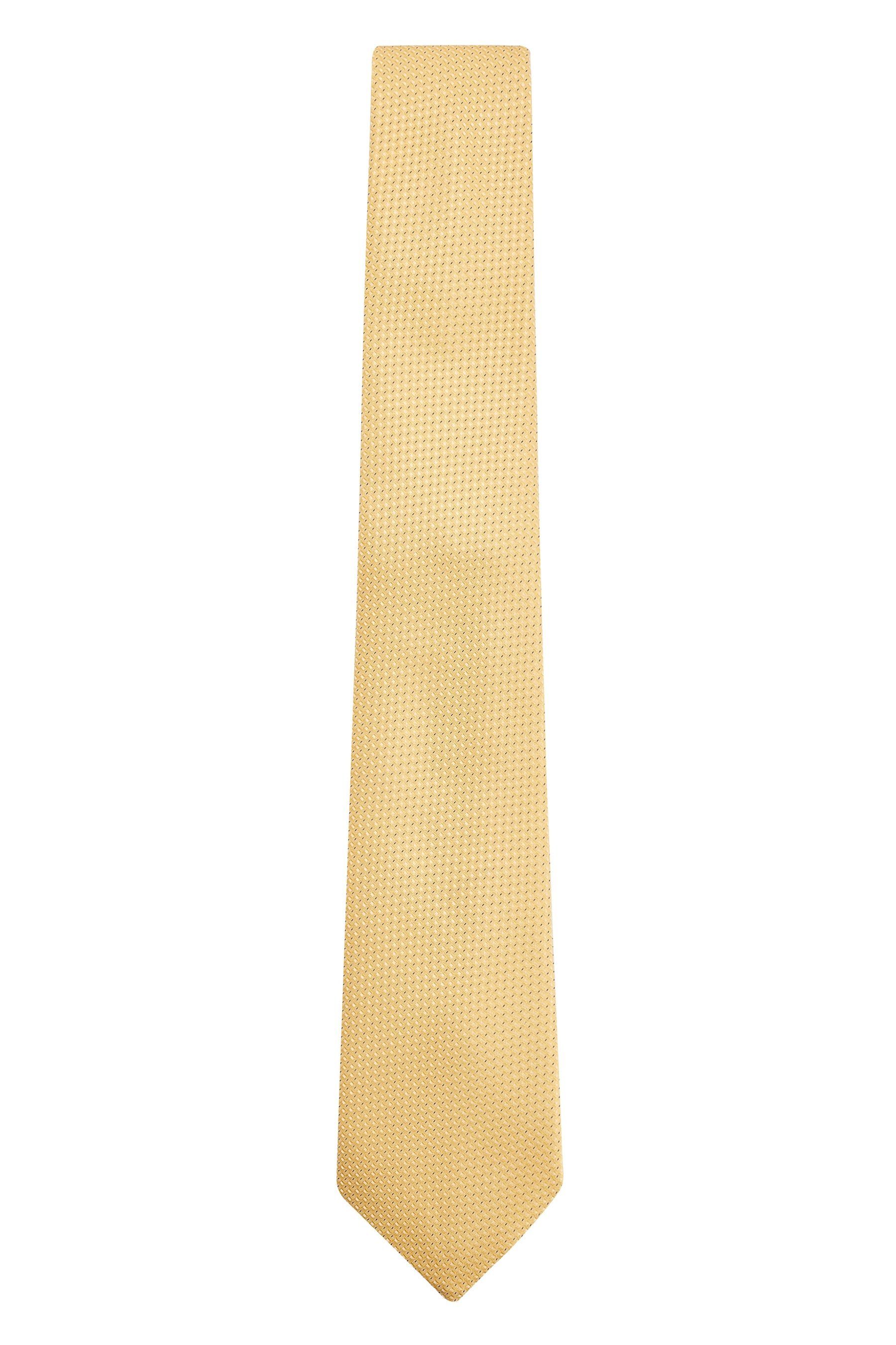Next Krawatte und Navy Set (2-St) Krawatte Floral Yellow/Blue aus Einstecktuch