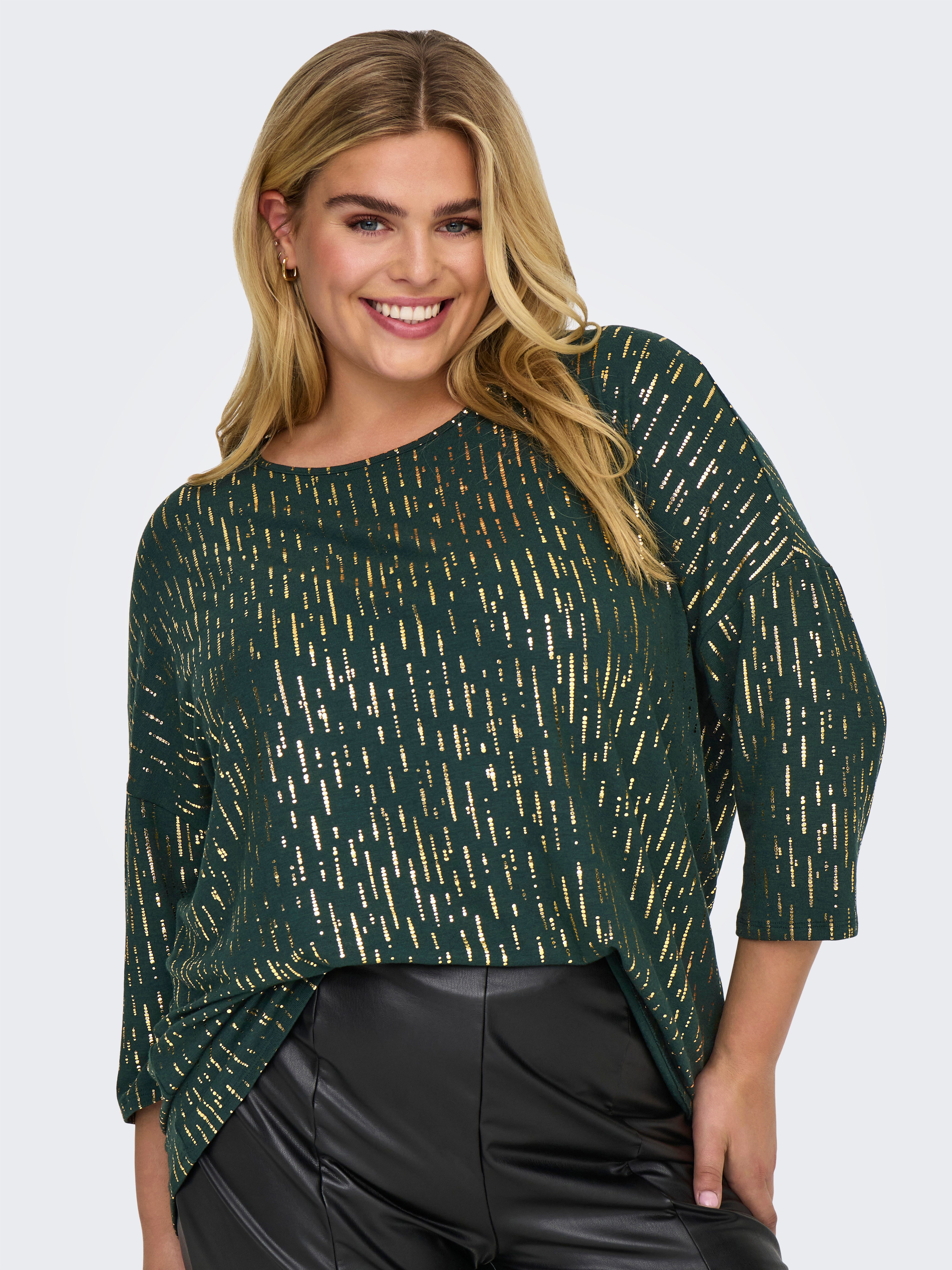 ONLY CARMAKOMA Rundhalsshirt CARFOILA 3/4 O-NECK günstig online kaufen