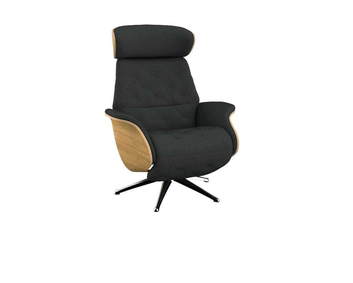 FLEXLUX Relaxsessel Volden elektrischer Funktionsessel, Größe M, Rücken & Fußteil elektrisch, Akku, Arml. Eiche, Fuß Alu