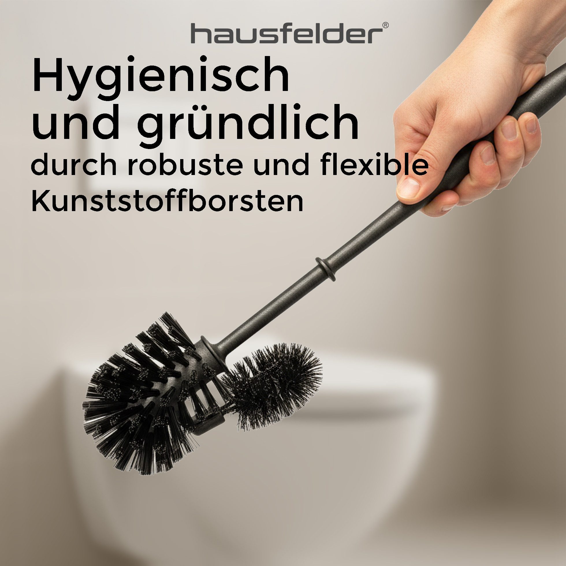 Hausfelder WC-Garnitur 2er Set Toilettenbürste, Basic Set 2 Bürstenhalter mit 6 WC Bürsten, Klobürsten, (WC-Set inkl Ersatzbürsten, 8-tlg., WC-Bürsten Garnitur  – Bild 4 von 5
