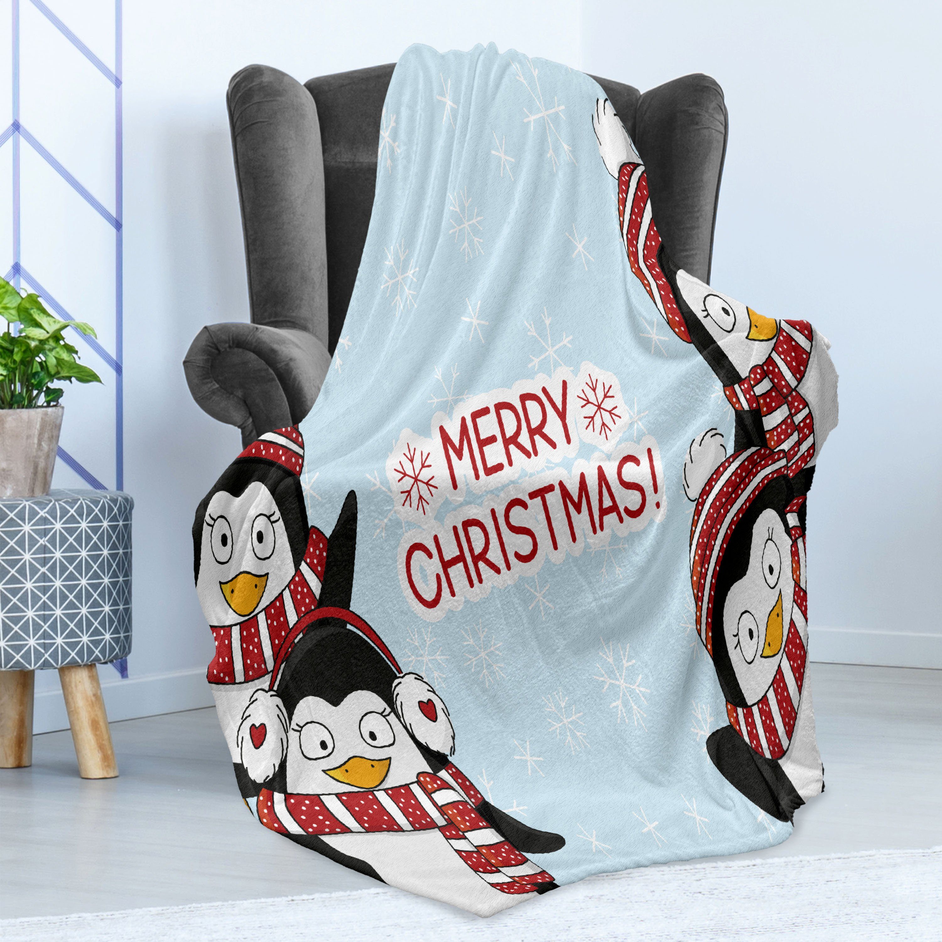 Wohndecke Gemütlicher Plüsch für Abakuhaus, und Kinder Außenbereich, Innen- Weihnachten Penguins den