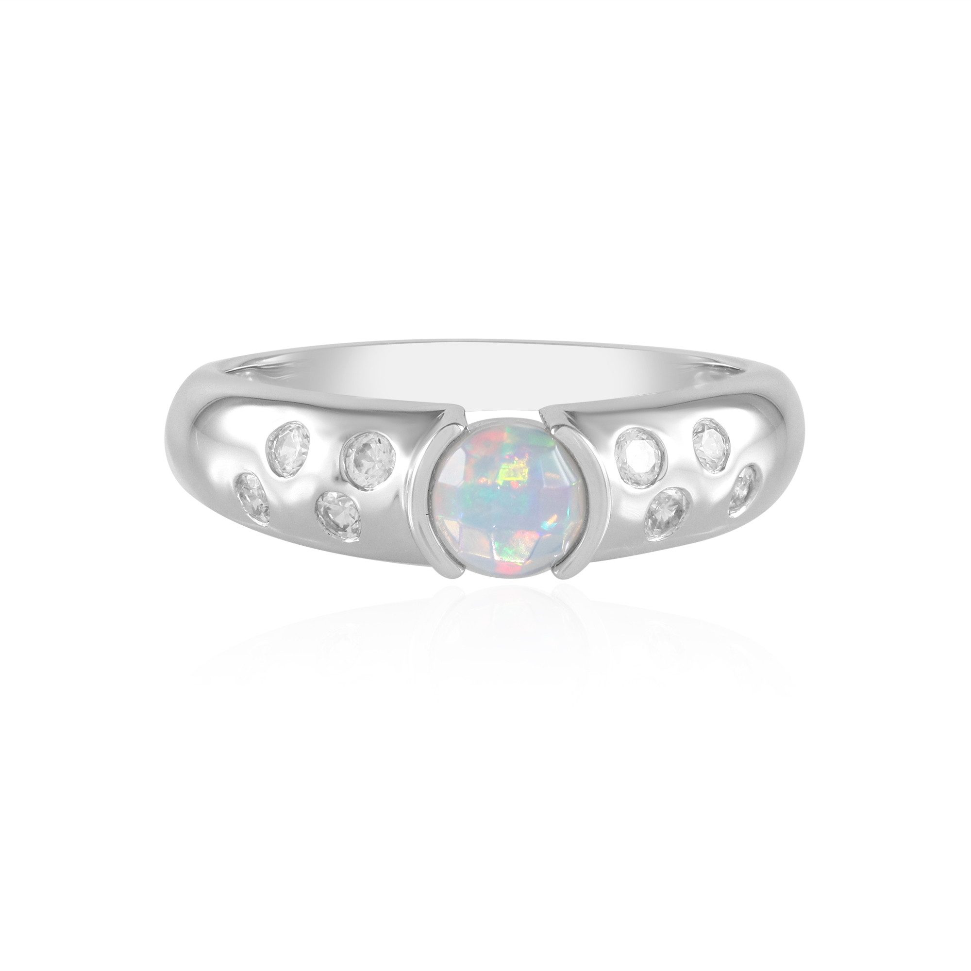 Cavill Silberring Welo-Opal Ring 0,315 ct Zirkon 925 Sterlingsilber platiniert Damen (1-tlg)