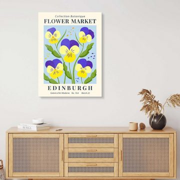 Posterlounge Acrylglasbild TAlex, Flower Market Edinburgh Pansies, Wohnzimmer Modern Illustration