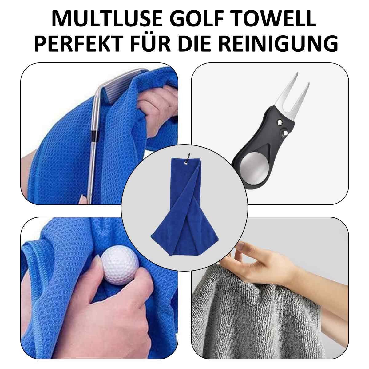Jormftte Handtücher Gefaltetes Golfhandtuch,Premium blau Stoff,Waffelmuster Mikrofaser