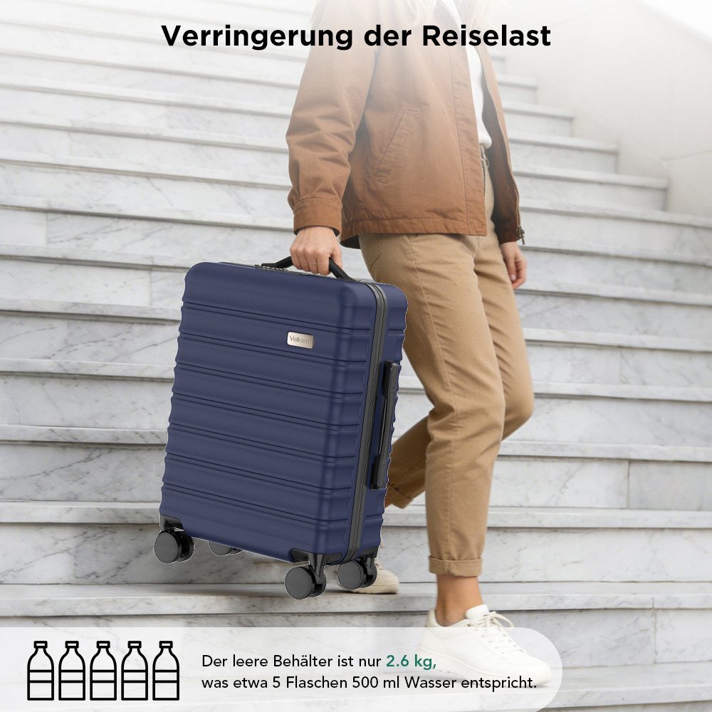 VALLSERO Koffer 16/20Zoll Hartschalen-Trolley 30/40L Hartschalenkoffer ABS Material, Reisekoffer 4 Rollen, TSA-Zahlenschloss, Schwarz, rot, blau, grün
