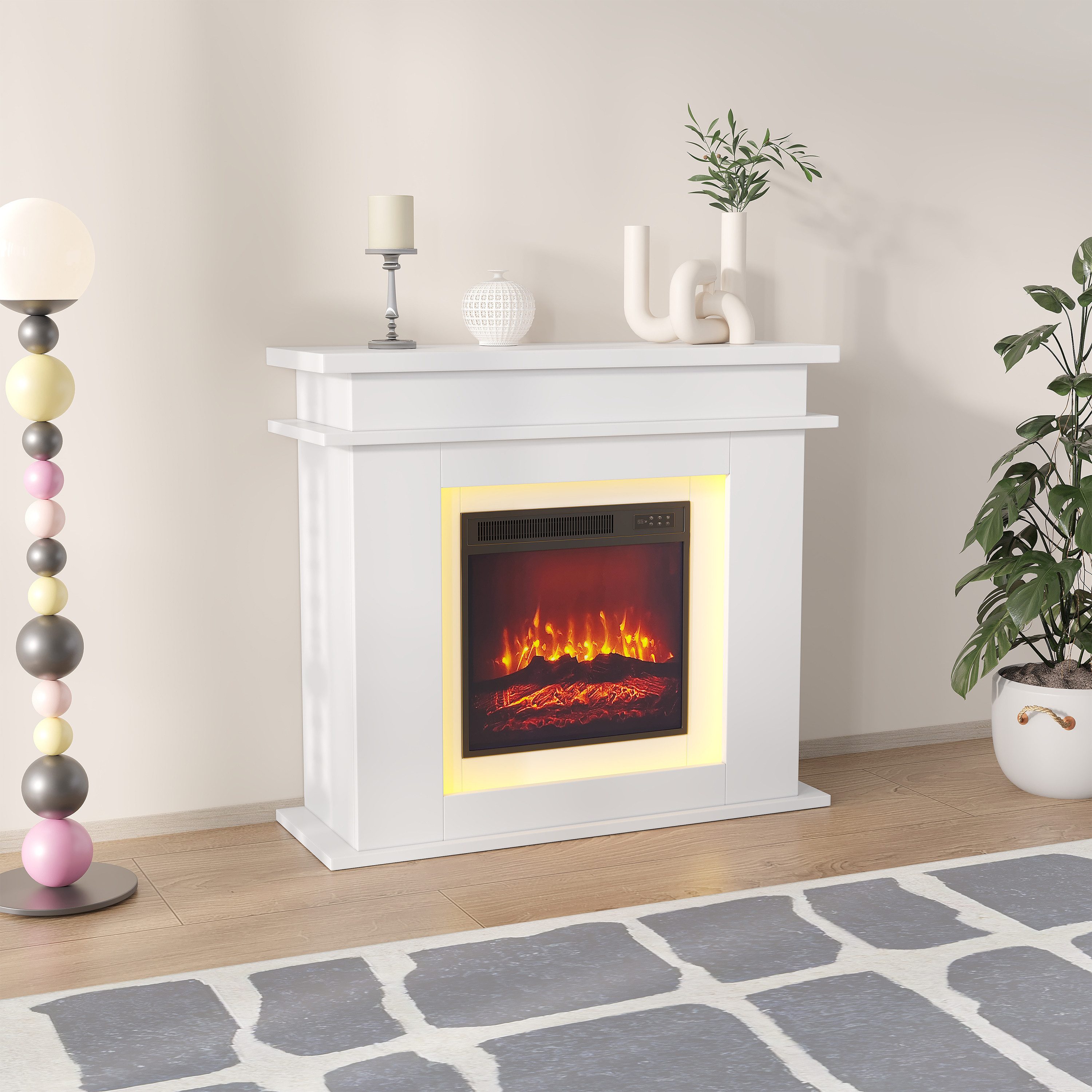 Furnishings Home Elektrokamin Elektrischer Kamin Standkamin mit 3D-Flammene günstig online kaufen