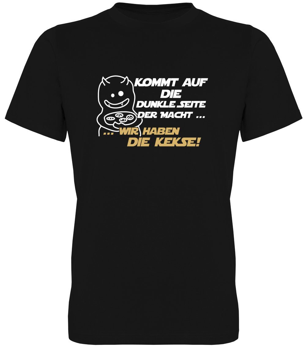 G-graphics T-Shirt Kommt auf die dunkle Seite der Macht... wir haben die Kekse! Herren T-Shirt mit Statement / Spruch / Motiv als Frontprint
