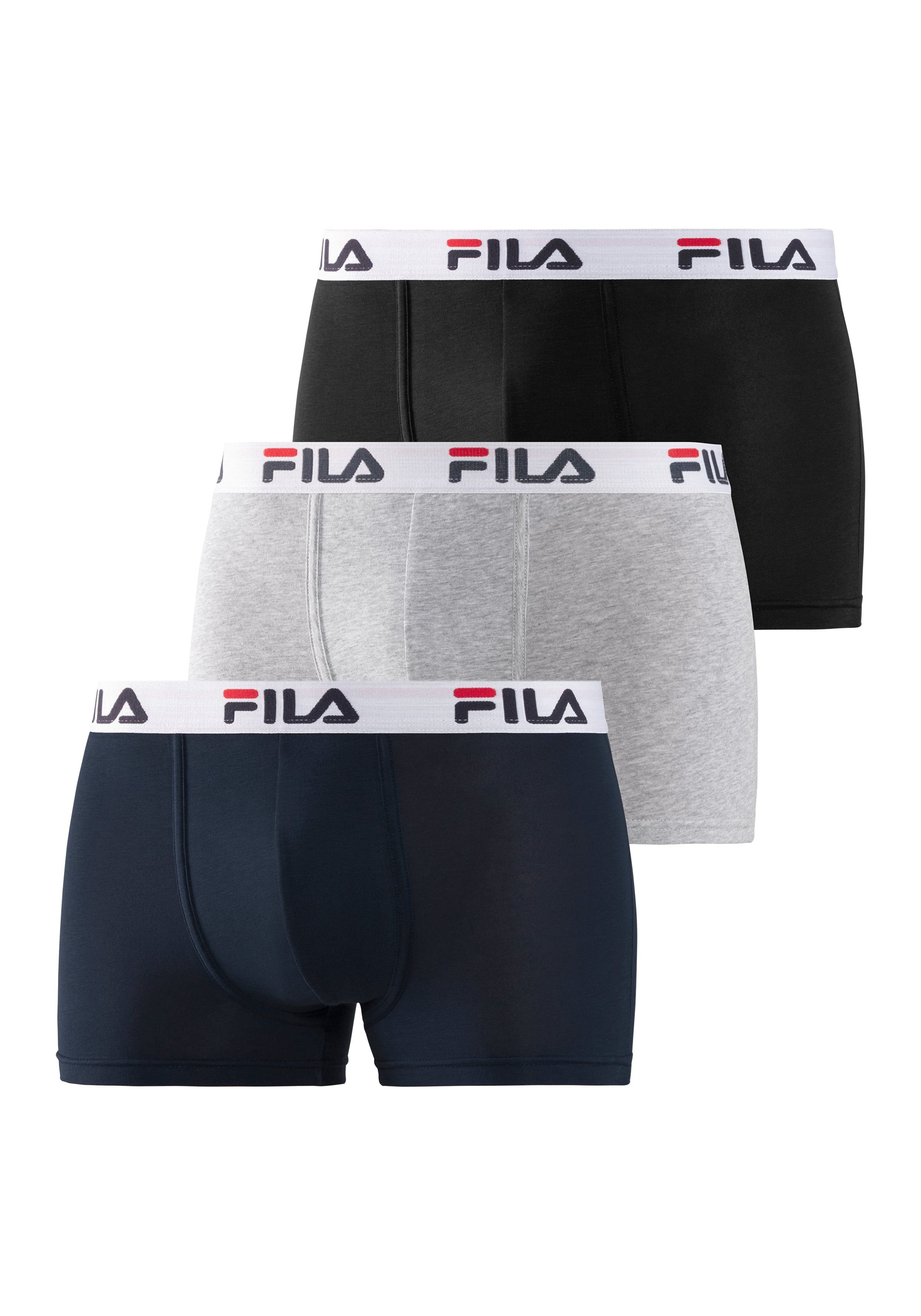 Boxer Bund mit Schriftzug navy, Fila im 3-St) Logo (Packung, schwarz grau-meliert,