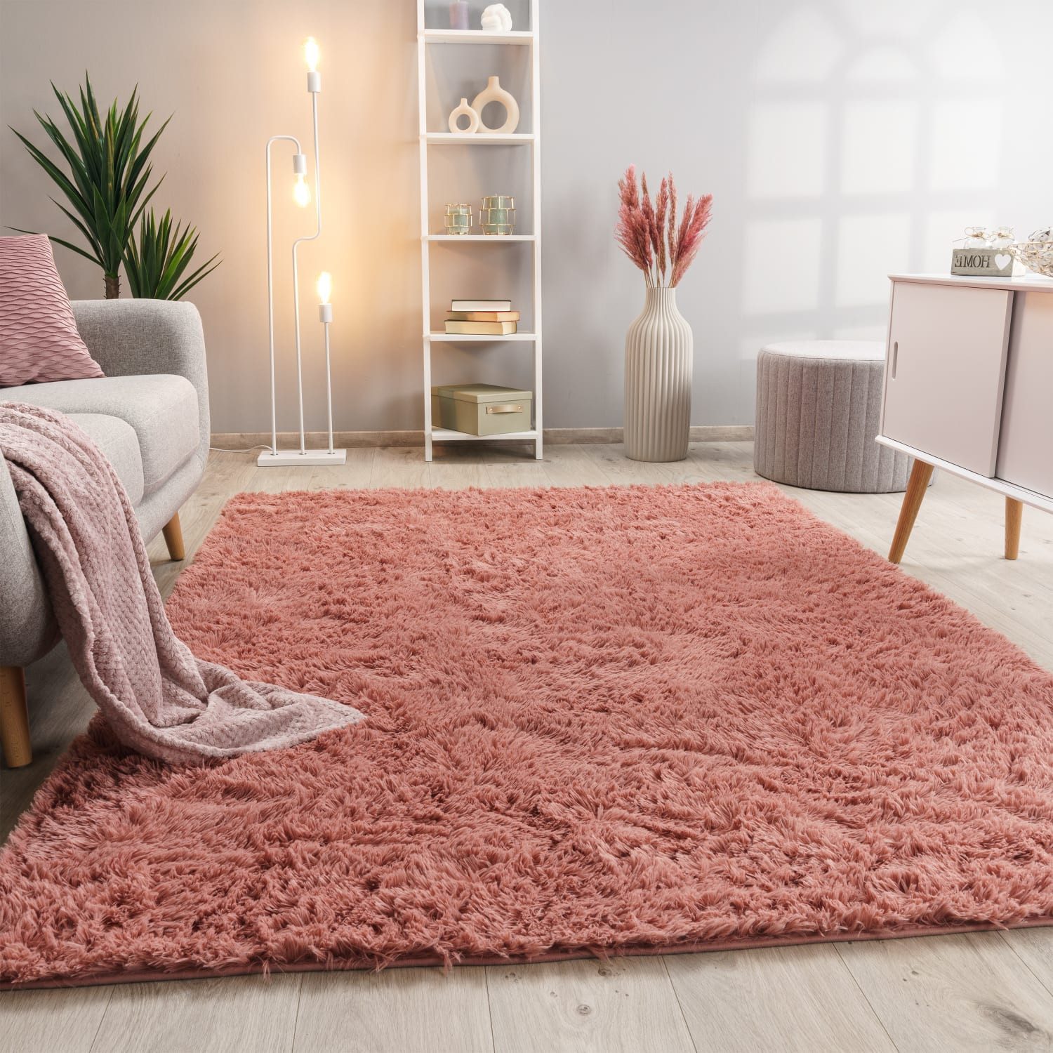 KADIMA DESIGN Teppich waschbar Unifarben Schlafzimmer Hochflor Teppich Shaggy, Rechteckig, Höhe: 37 mm, Florhöhe: 33 mm, 100% Polyester, Läufer, 60x100cm, Fuchsia