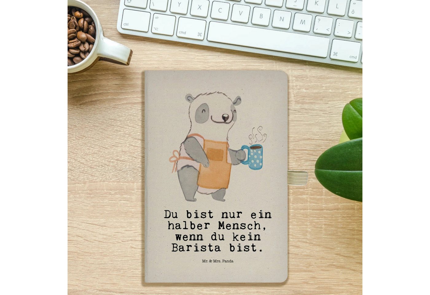 Thumbnail - Mr. & Mrs. Panda Notizbuch Barista Herz - Transparent - Geschenk, Kollege, A5 Notizbuch Geschenk Mr. & Mrs. Panda, Kreat...