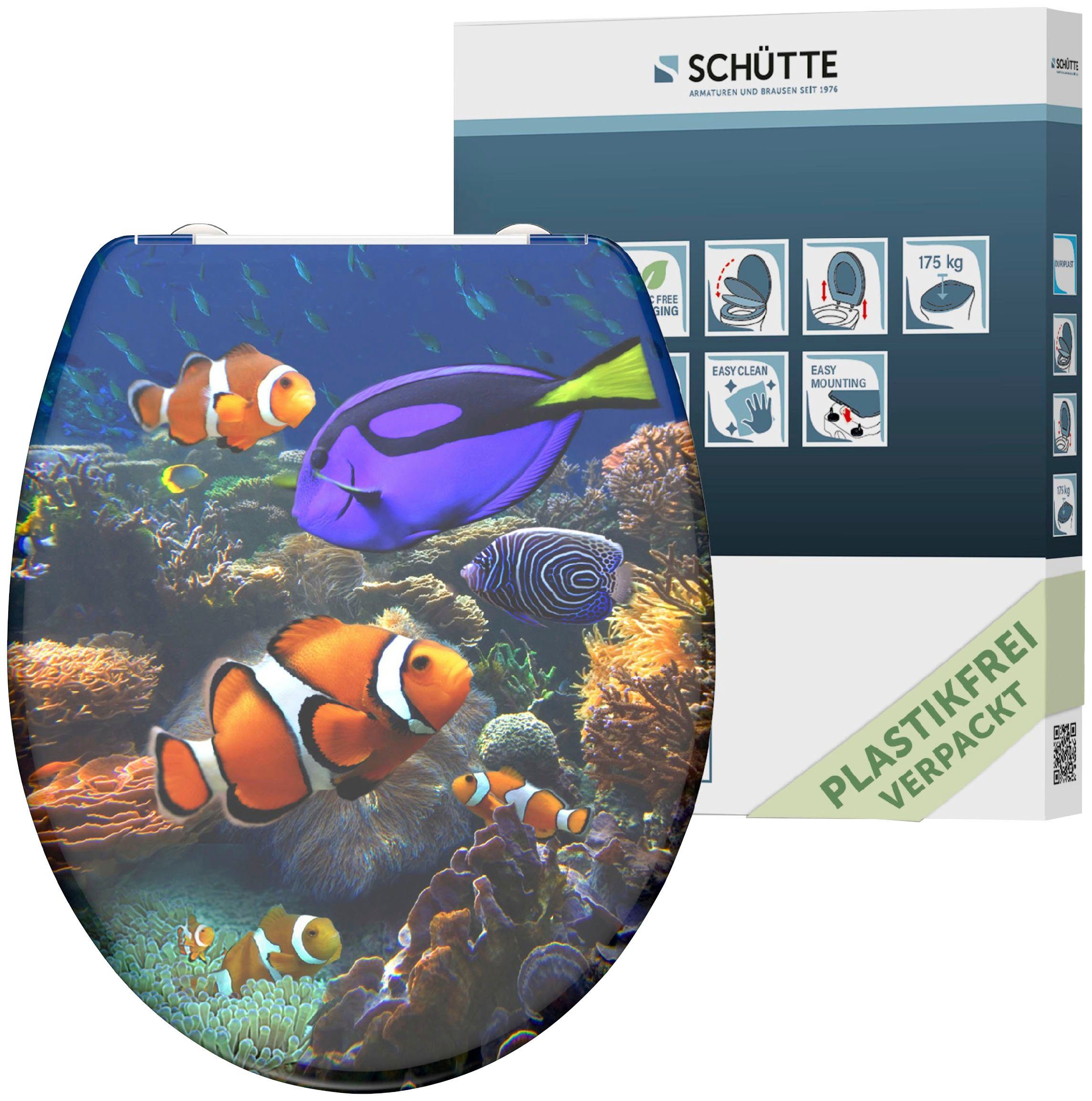 Schütte WC-Sitz SEA LIFE, bruchsicher und kratzfest, Absenkautomatik, Standardmaß